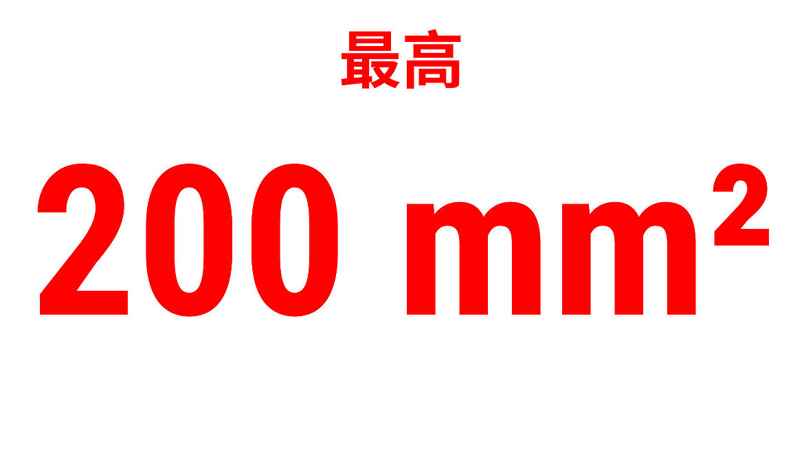 红色文字，带有“高达 200 mm²”作为性能指标