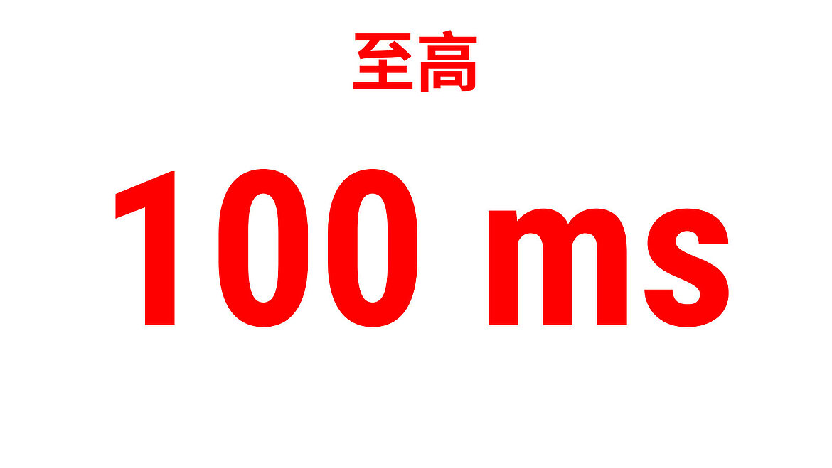 显示“至高100毫秒”的红色性能指标文本