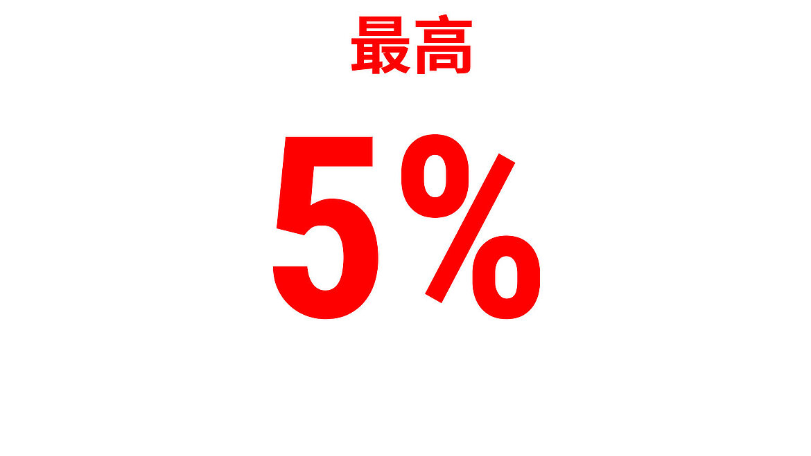 红色文字“高达 5%”作为功率指标
