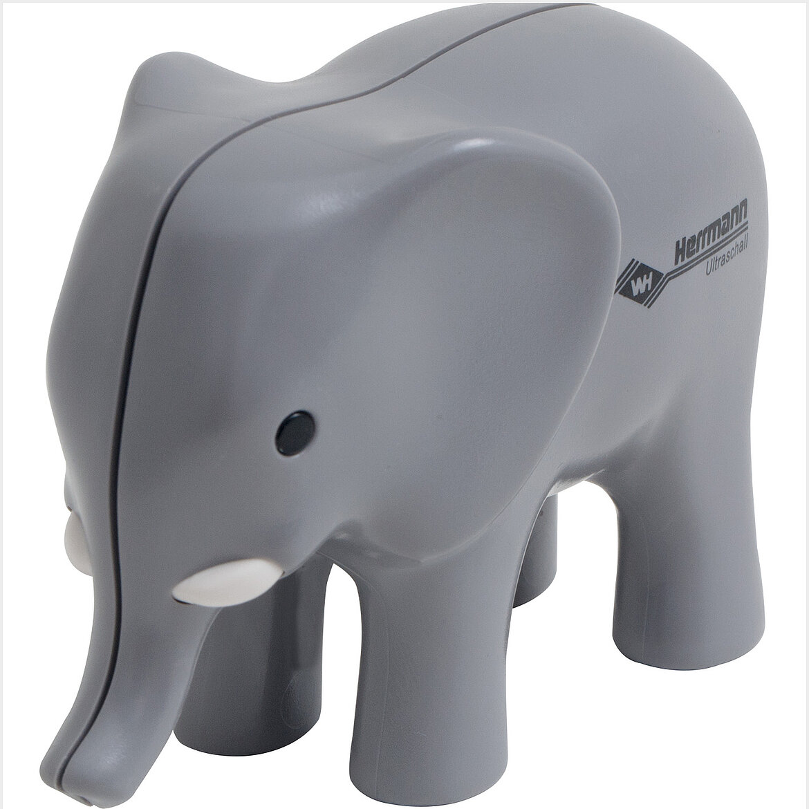 Carcasa de plástico con forma de elefante y soldadura ultrasónica perimetral