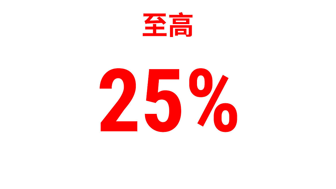 红色文字显示‘至高25％’