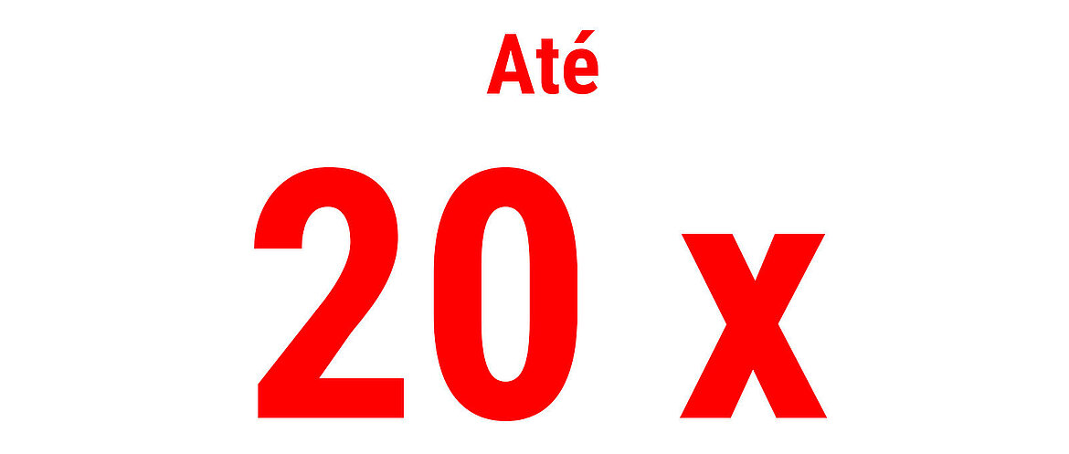 Texto em vermelho indicando “Até vinte vezes”