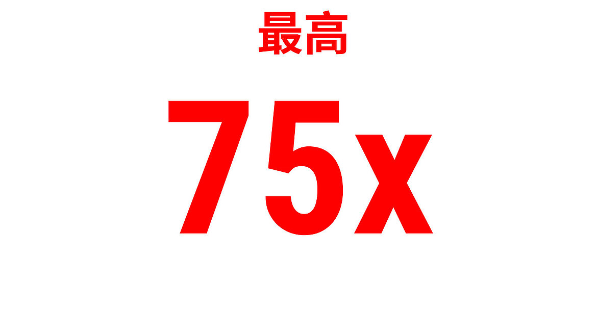 红色文字“高达 75x”作为功率指标