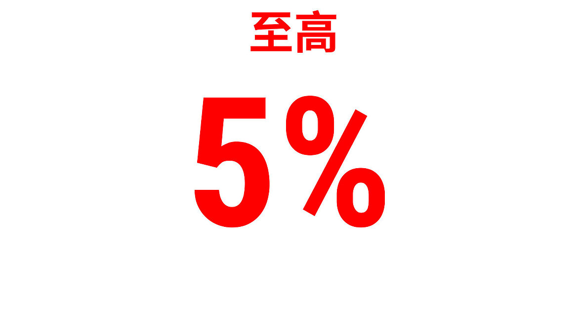 红色文字显示“至高5%”作为绩效指标